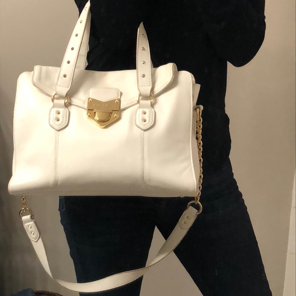 White leather and gold